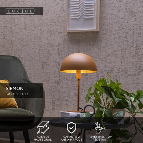 Lucide SIEMON - Lampe de table - Ø 25 cm - 1xE14 - Jaune Ocre - USP